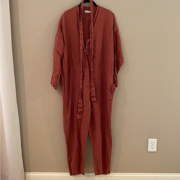 Linenfairytales rust tie jumpsuit